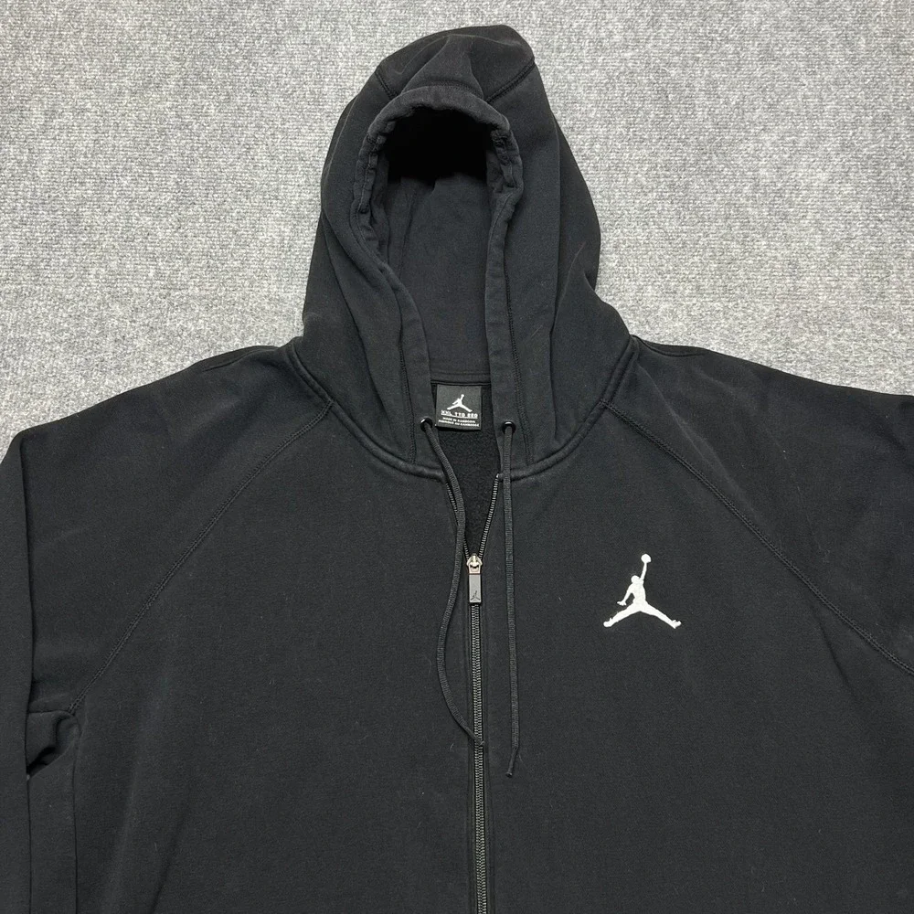 Jordan Hoodie Mens 2XL Black Full Zip Fleece Sweatshirt Jumpman Chest Logo